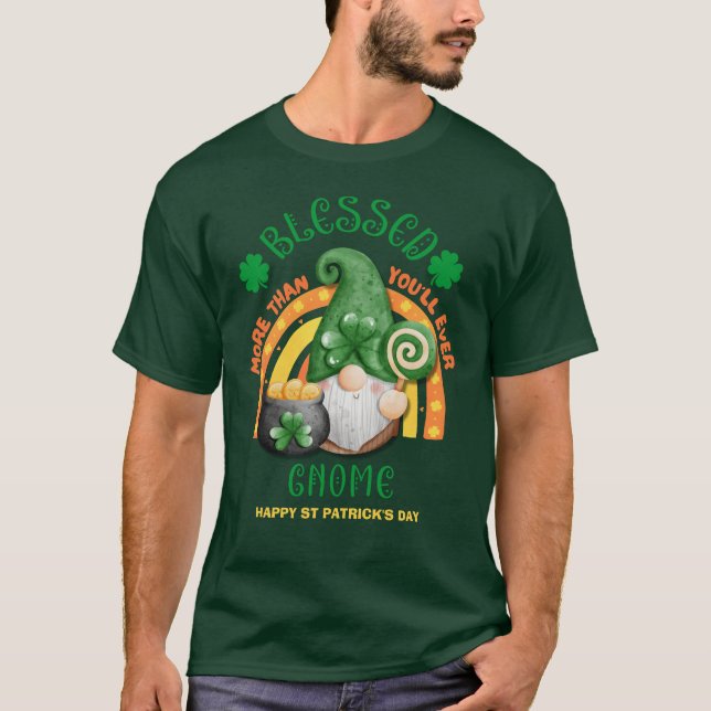Camiseta Dia de São Patrício BESSED Green Irish Gnomo (Frente)
