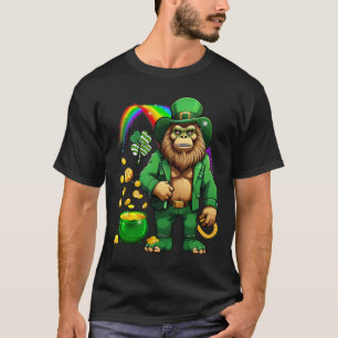 Camiseta Dia de São Patrício Bigfoot Arco-íris Dia de Patri