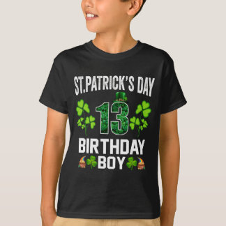 Camiseta Dia de São Patrício Birthday Boy 13 Anos