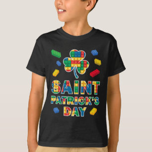 Camiseta Dia de São Patrício Blocos de Construtor Mestre Ti