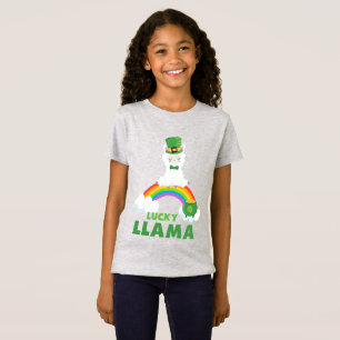 Camiseta Dia de São Patrício bonito Lama Arco-íris Doura