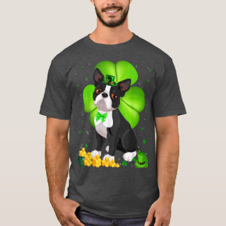 Camiseta Dia de São Patrício Boston Terrier Shamrock Pet Lo