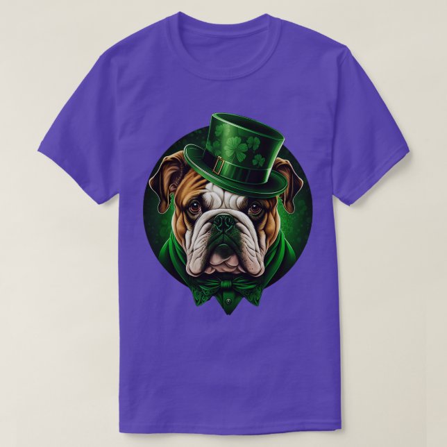 Camiseta Dia de São Patrício Buldogue 7 (Frente do Design)