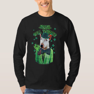 Camiseta Dia de São Patrício Bull Terrier Dog Shamrock C