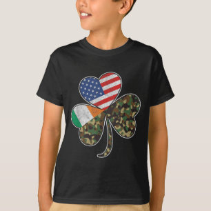 Camiseta Dia de São Patrício camuflagem da bandeira irlande
