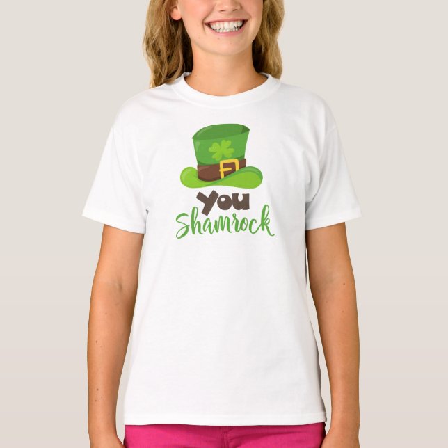 Camiseta Dia de São Patrício, Chapéu de Leprechaun, seu Sha (Frente)