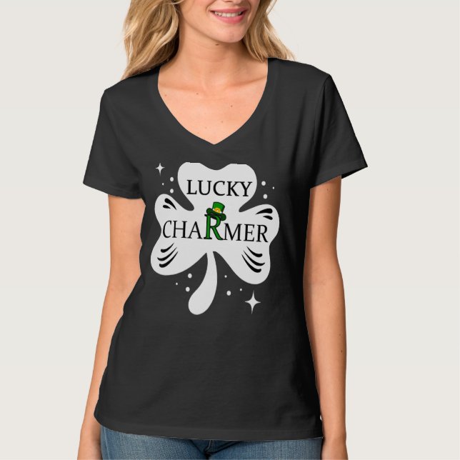 Camiseta Dia de São Patrício Charmer da Sorte (Frente)
