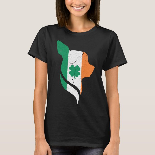 Camiseta Dia de São Patrício Chihuahua Shamrock C (Frente)