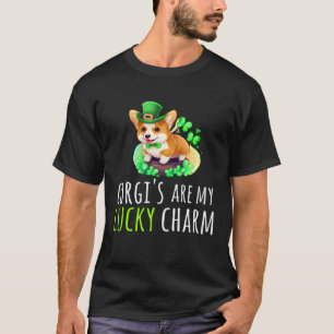 Camiseta Dia de São Patrício Corgi Amuleto Sortudo Leprecha