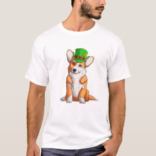 Camiseta Dia de São Patrício Cute Corgi Irish Pub Clover Lo