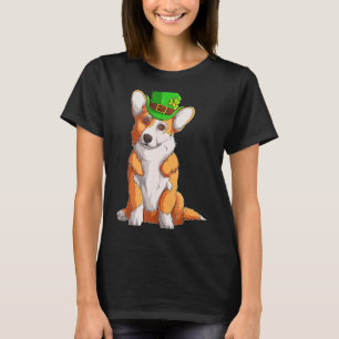 Camiseta Dia de São Patrício Cute Corgi Irish Pub Clover Lo