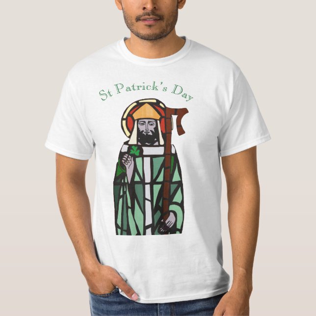 Camiseta Dia de São Patrício da janela de vidro retido (Frente)