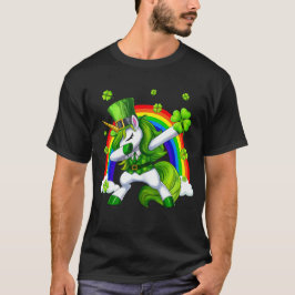 Camiseta Dia de São Patrício Dabbing Unicorn Lepricorn Iris