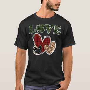 Camiseta Dia de São Patrício De Amor Leopardo Lucky Shamroc