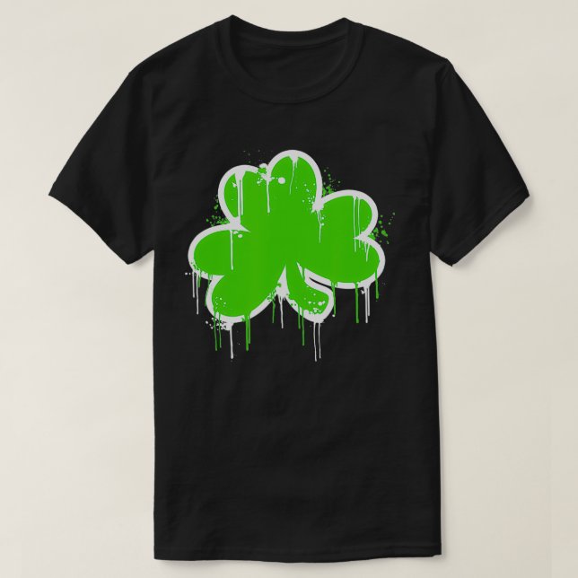 Camiseta Dia de São Patrício de Arte de Grafite Shamrock Cl (Frente do Design)