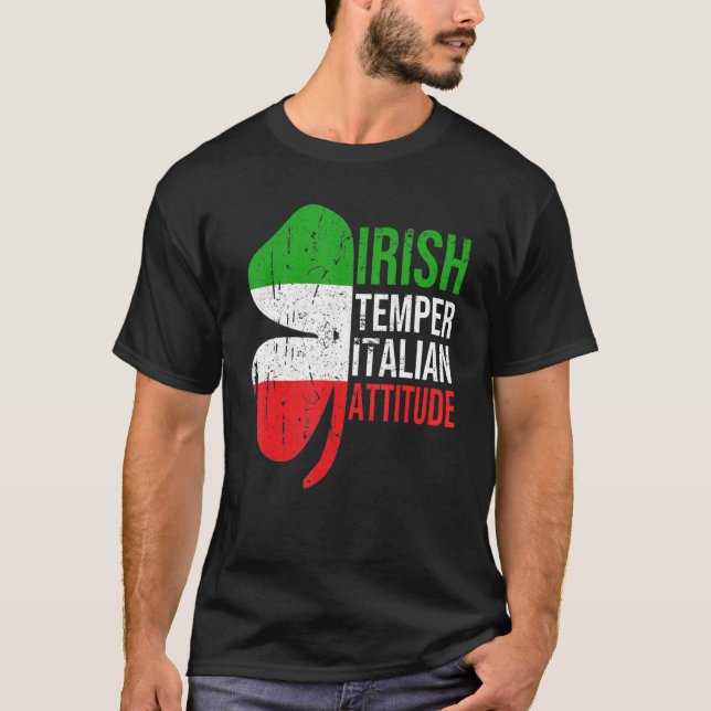 Camiseta Dia de São Patrício de Atitude Italiana de Temper  (Frente)