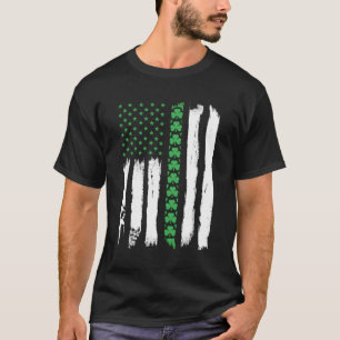 Camiseta Dia de São Patrício de bandeira irlandês americano