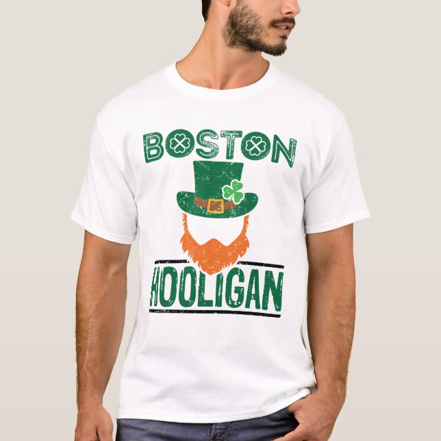 Camiseta Dia de São Patrício de Boston Hooligan (Frente)