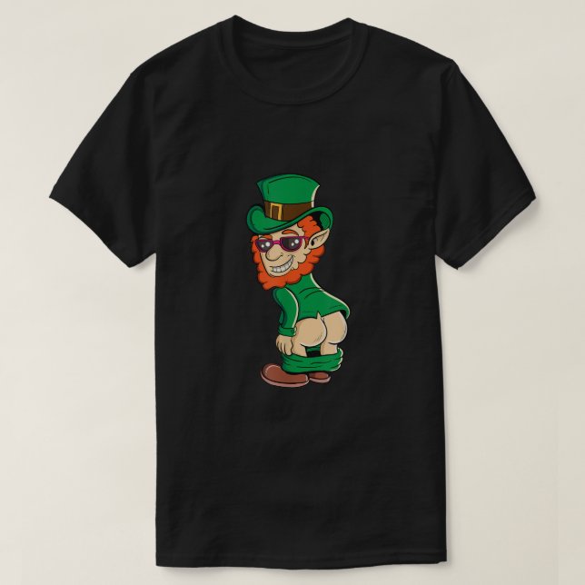 Camiseta Dia de São Patrício De Bumbum Leprechaun Engraçado (Frente do Design)