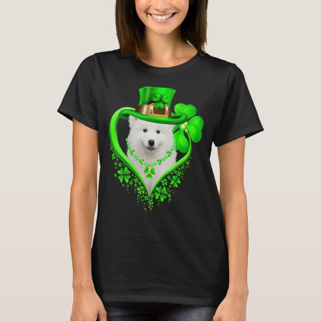 Camiseta Dia de São Patrício De Cachorro Samoyed Lover Iris (Frente)