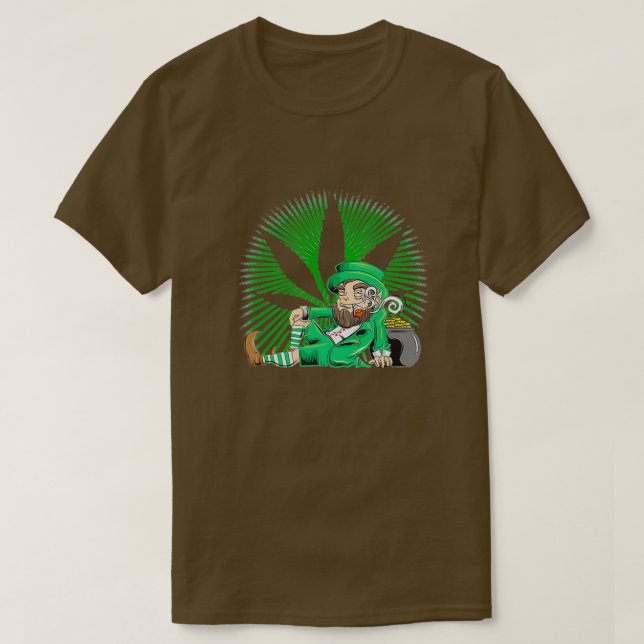 Camiseta Dia de São Patrício de Fumagem Leprechaun (Frente do Design)