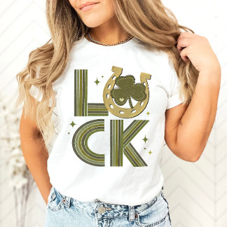 Camiseta Dia de São Patrício de Luck Shamrock de ferradura