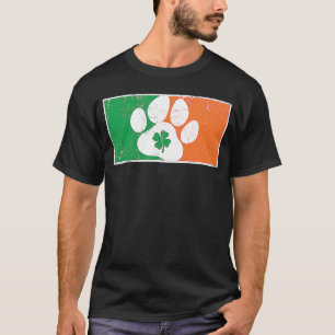 Camiseta Dia de São Patrício De Pata Animal Bandeira Irland
