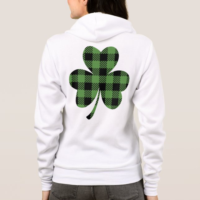 Camiseta Dia de São Patrício de Shamrock da Xadrez Verde Ir (Verso)