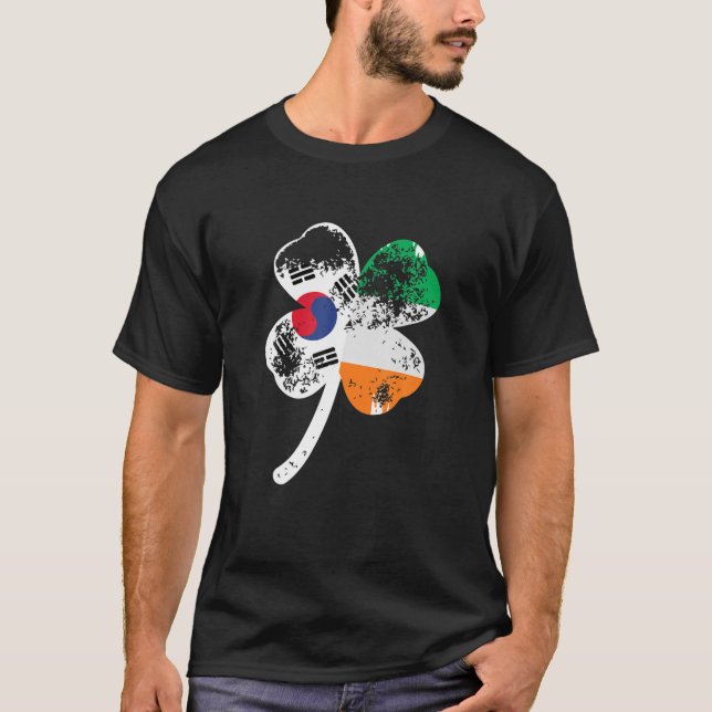 Camiseta Dia de São Patrício de Shamrock irlandês coreano (Frente)