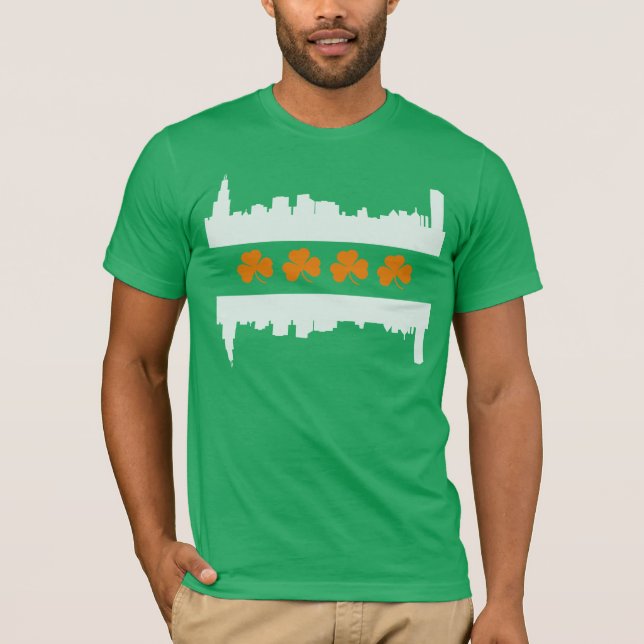 Camiseta Dia de São Patrício de Sinalizador Skyline em Chic (Frente)