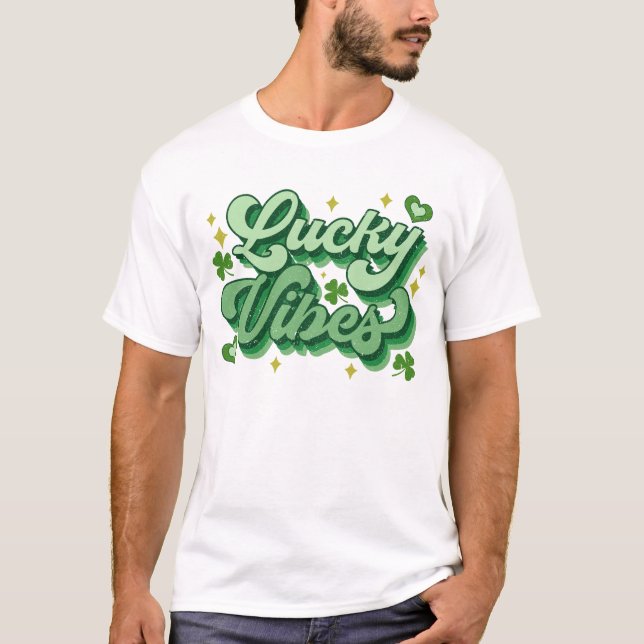 Camiseta Dia de São Patrício de Vibes da Sorte (Frente)
