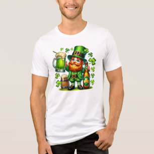 Camiseta Dia de São Patrício Desenho de Cerveja do Leprecha