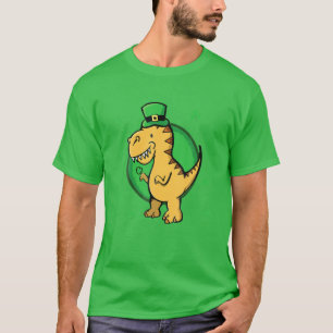 Camiseta Dia de São Patrício Dinossauro Irlandês Engraçado