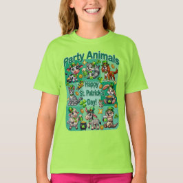 Camiseta Dia de São Patrício Divertido e "Animais de Festa"