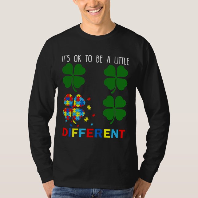 Camiseta Dia de São Patrício do Autismo do Shamrock Aconsel (Frente)
