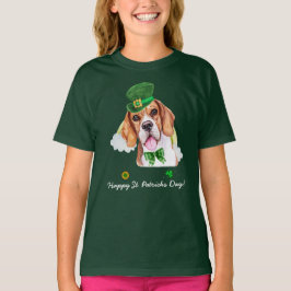 Camiseta Dia de São Patrício Dourado de Beagle Engraçado