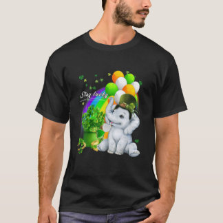 Camiseta Dia de São Patrício Elefante Bonito Fique Com Sort