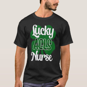 Camiseta Dia de São Patrício Enfermeira Acls Sortuda Trevo