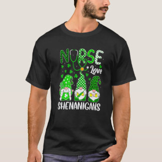 Camiseta Dia de São Patrício Enfermeira Amor Travessuras Gn