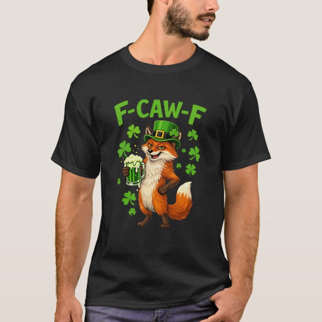 Camiseta Dia de São Patrício F-CAW-F Raposa Irlandesa Diver (Frente)