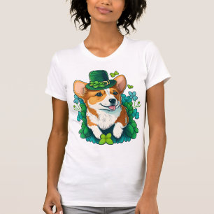 Camiseta Dia de São Patrício Feliz do Funny Corgi Lover Sha