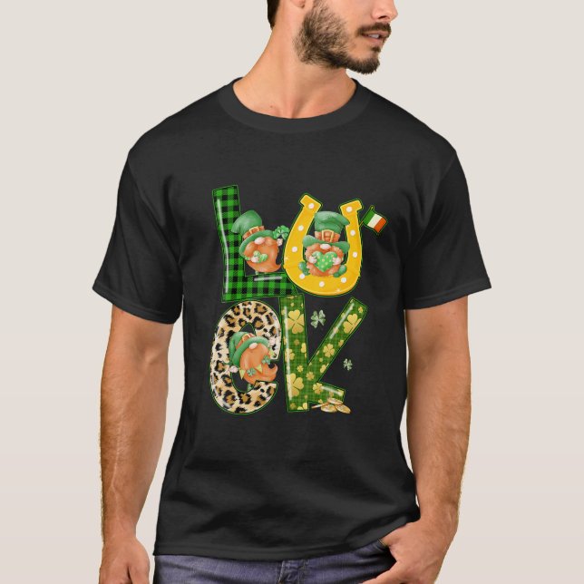 Camiseta Dia de São Patrício Feliz Fa Gnome Gnomo Shamrock (Frente)
