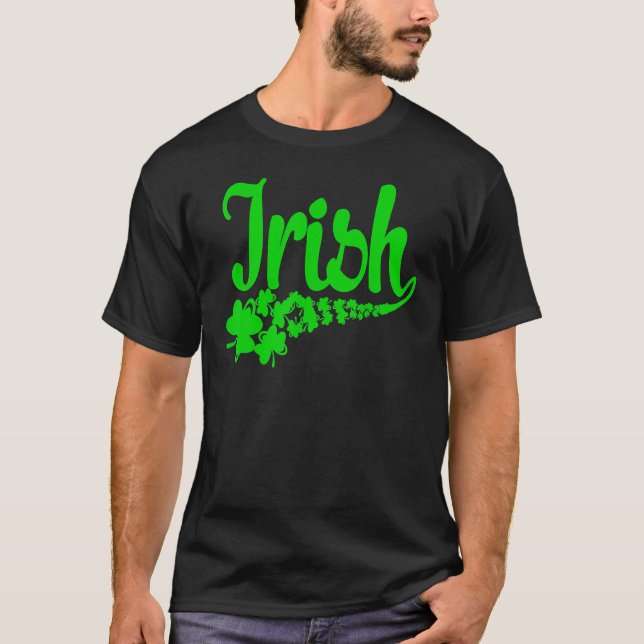 Camiseta Dia de São Patrício Funny Lucky Shamrock Irlandês  (Frente)