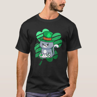 Camiseta Dia de São Patrício Gamer Kids Garotos Jogando Lep