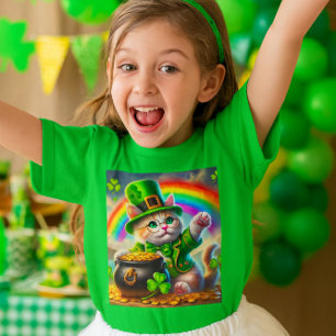Camiseta Dia de São Patrício Gato Leprechaun Gato Lover T-S