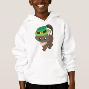 Camiseta Dia de São Patrício, Gato Marrom, Chapéu Leprechau