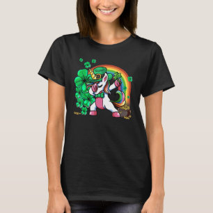Camiseta Dia de São Patrício Girls Dabbing Unicorn Leprecha