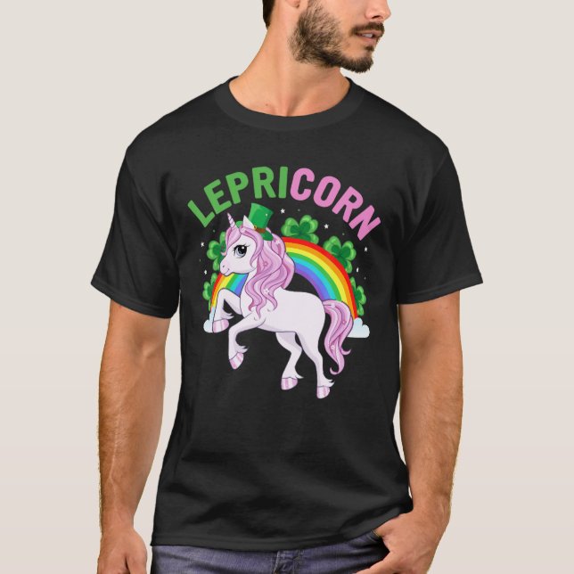 Camiseta Dia de São Patrício Girls Leprechaun Unicorn, Lepr (Frente)