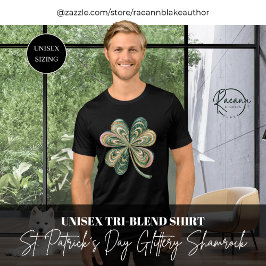 Camiseta Dia de São Patrício Glitter Shamrock Unisex