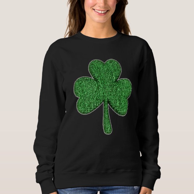 Camiseta Dia de São Patrício Glitter Verde-C Shamrock (Frente)